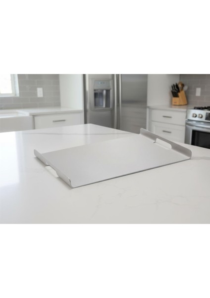 Gkd 304 Kalite Paslanmaz Çelik Bükümlü Çok Amaçlı Sunum Tepsisi 25X40CM