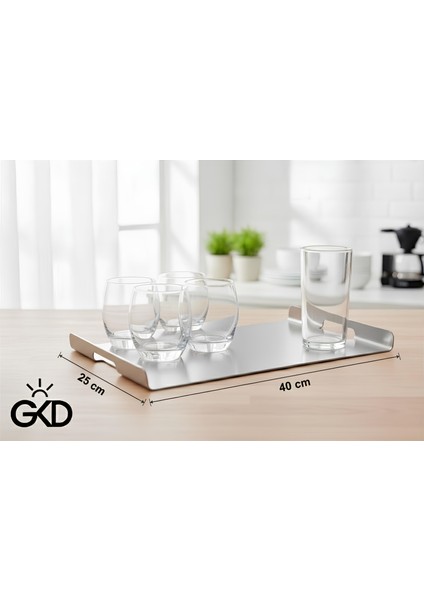 Gkd 304 Kalite Paslanmaz Çelik Bükümlü Çok Amaçlı Sunum Tepsisi 25X40CM fiyatları