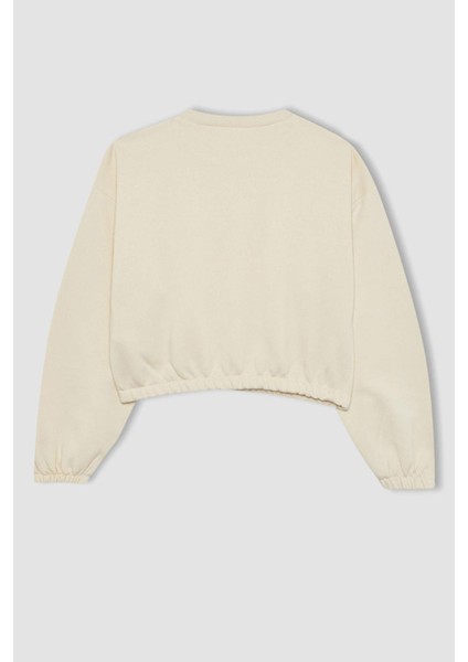 Kız Çocuk Bisiklet Yaka Basic Düz Sweatshirt B7788A8NS