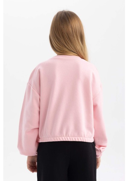 Kız Çocuk Bisiklet Yaka Basic Düz Sweatshirt B7788A8NS
