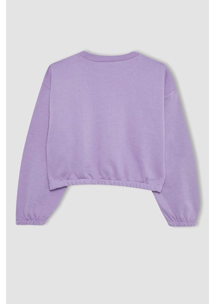 Kız Çocuk Bisiklet Yaka Basic Düz Sweatshirt B7788A8NS