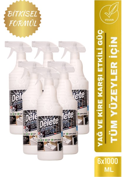 Çok Amaçlı Yağ Kir Leke Çözücü Genel Temizleyici 1 Litre (6'lı Paket)