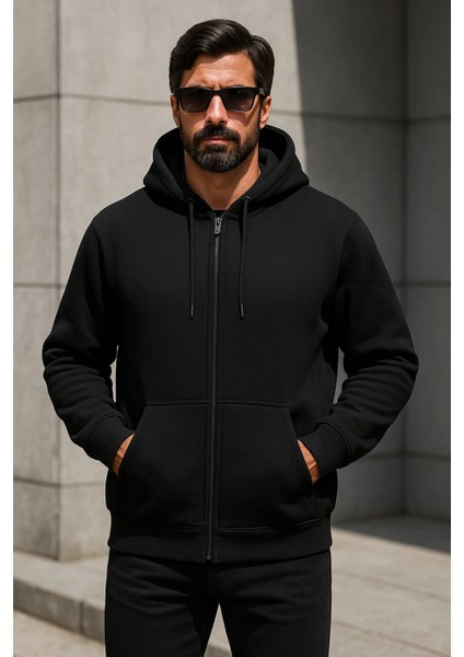Erkek Trend Kışlık Siyah Oversize Sweatshirt fiyatları
