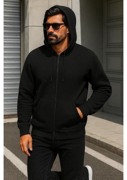 Erkek Trend Kışlık Siyah Oversize Sweatshirt modelleri