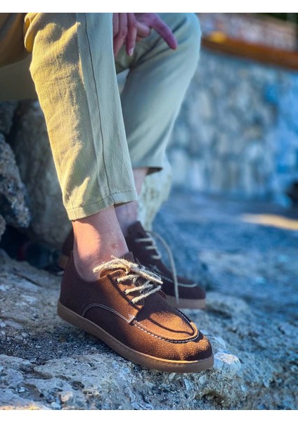 Techmrt Kb-X5 Kuback Kahve Süet Bağcıklı Günlük Erkek Ayakkabı (Numara: 44)
