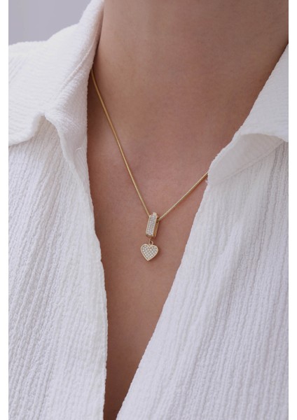 14 Ayar Altın Tondo Zincir Kalp Kolye