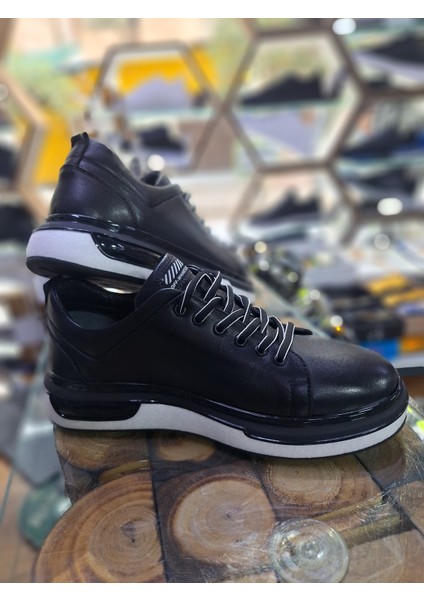 Siyah Deri Eva Taban Su Geçirmez Comfort Mevsimlik Erkek Sneaker Ayakkabı modelleri
