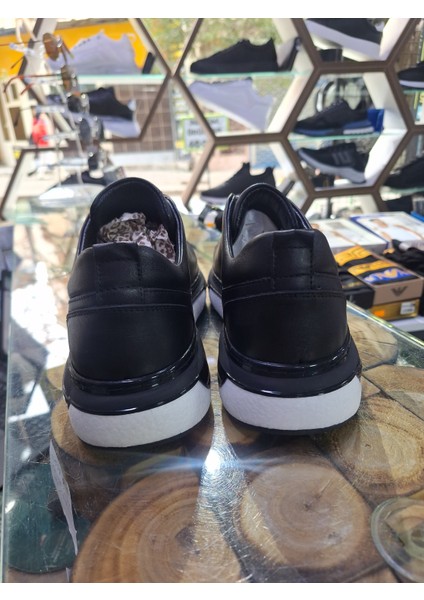 Siyah Deri Eva Taban Su Geçirmez Comfort Mevsimlik Erkek Sneaker Ayakkabı fırsatları