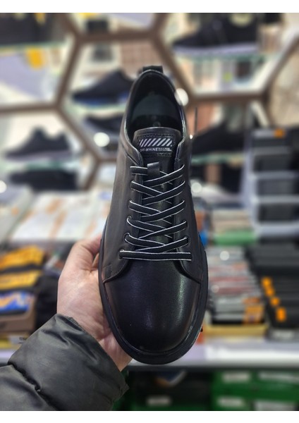 Siyah Deri Eva Taban Su Geçirmez Comfort Mevsimlik Erkek Sneaker Ayakkabı indirimleri