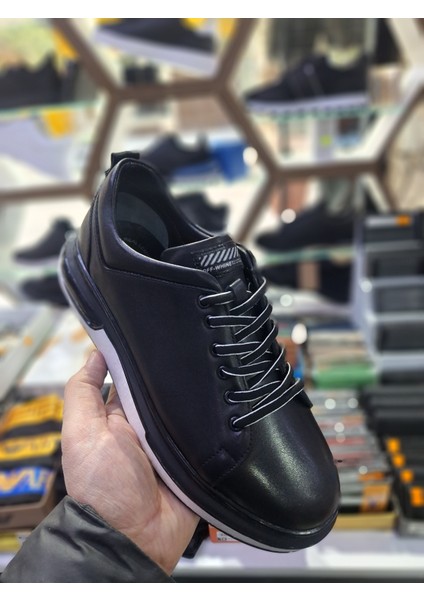 Siyah Deri Eva Taban Su Geçirmez Comfort Mevsimlik Erkek Sneaker Ayakkabı