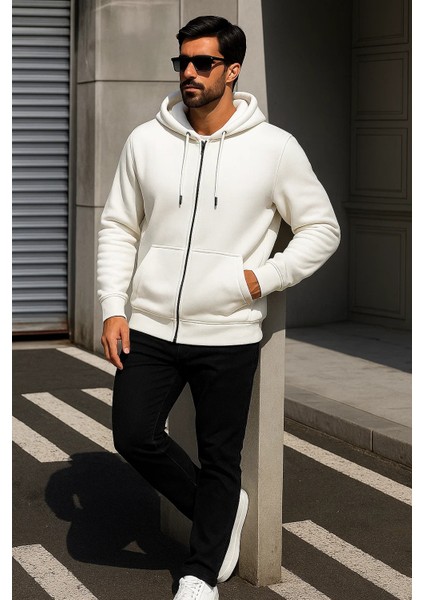 Erkek Trend Kışlık Beyaz Oversize Sweatshirt fırsatları