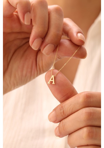 14 Ayar Altın Üç Boyutlu Harf Kolye modelleri