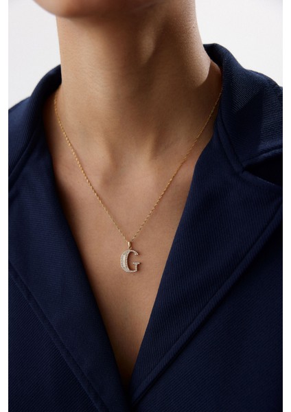 14 Ayar Altın Singapur Taşlı Harf Kolye fiyatları