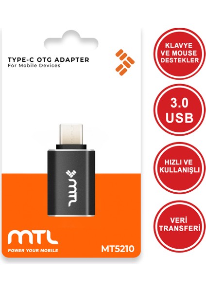 Type-C To USB 3.0 Otg Çeviri Adaptör - Yüksek Hızlı Veri ve Çevre Birimi Bağlantısı