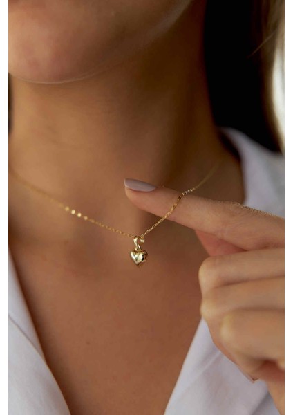 14 Ayar Altın Italyan Aynalı Kalp Kolye fırsatları