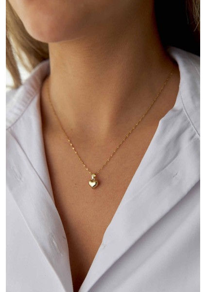 14 Ayar Altın Italyan Aynalı Kalp Kolye indirimleri