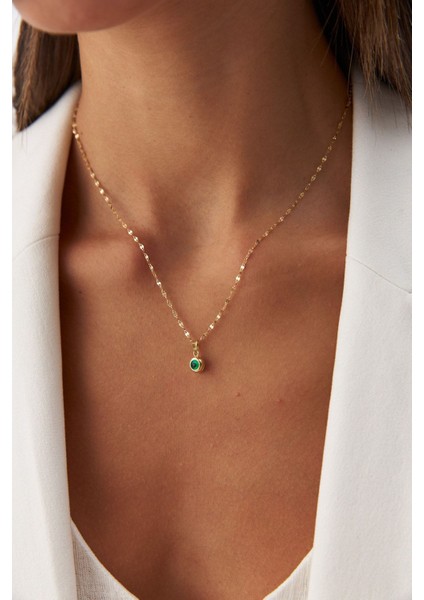 Altın Italyan Aynalı Zincir Yeşil Göz Kolye fırsatları