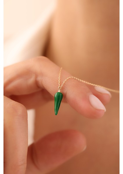 14 Ayar Altın Yeşil Biber Kolye