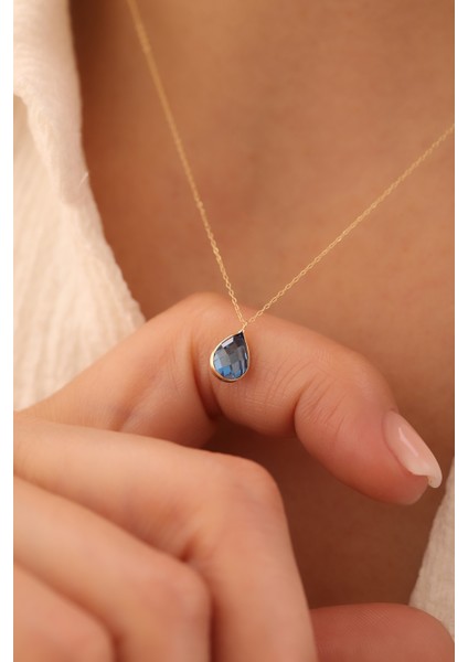 14 Ayar Altın Safir Taşlı Kolye modelleri