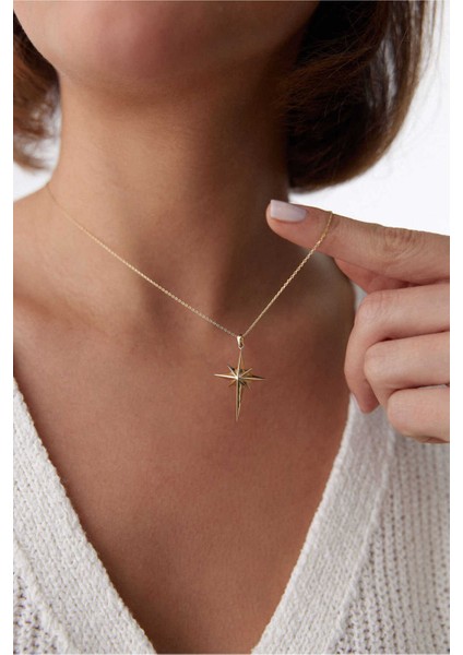 14 Ayar Altın Kuzey Yıldızı Kolye