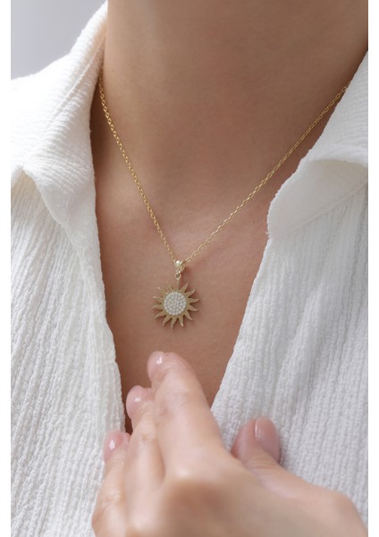 14 Ayar Altın Forse Zincir Güneş Kolye modelleri