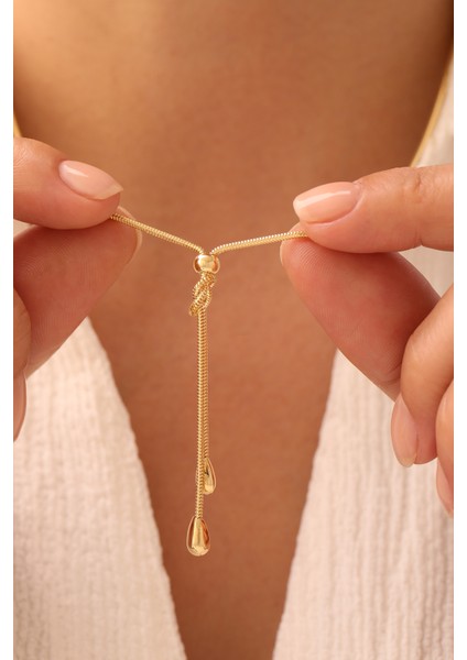 14 Ayar Altın Tondo Zincir Düğüm Damla Kolye fiyatları