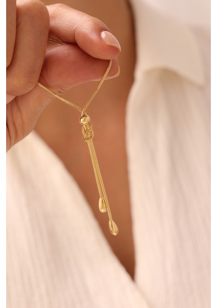 14 Ayar Altın Tondo Zincir Düğüm Damla Kolye modelleri