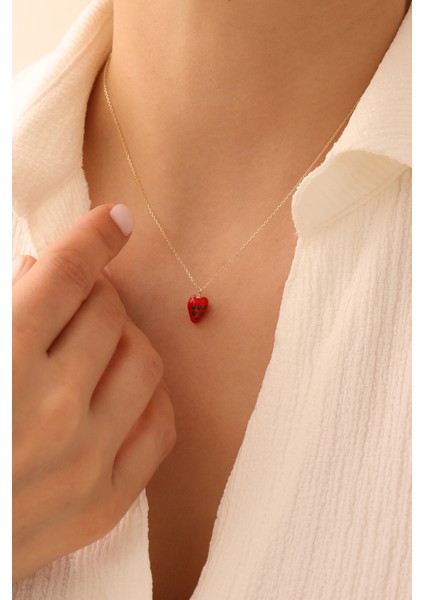 14 Ayar Altın Bombe Çilek Kolye