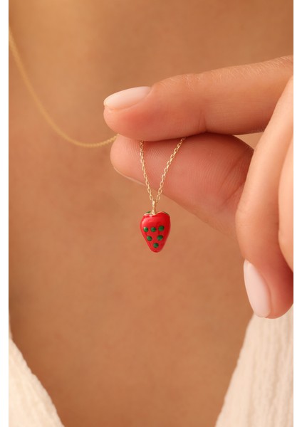 14 Ayar Altın Bombe Çilek Kolye fiyatları