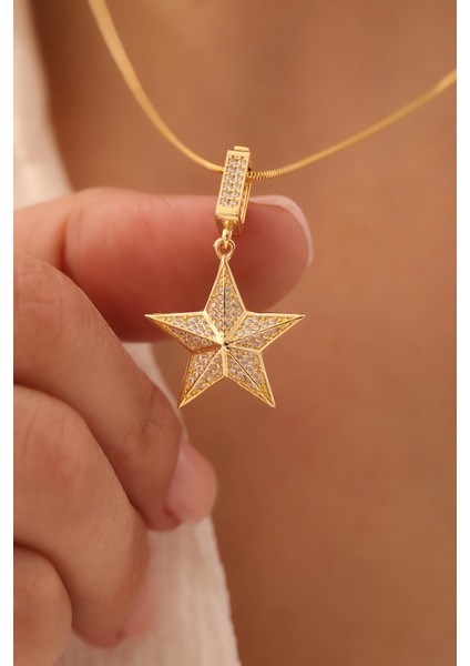 14 Ayar Altın Balık Sırtı Zincir Yıldız Kolye