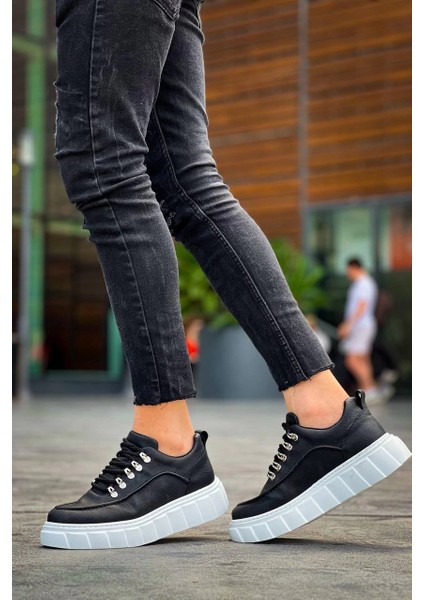 Techmrt KB-X10 Kuback Siyah Cilt Beyaz Yüksek Taban Günlük Spor Ayakkabı (Numara: 43) indirimleri