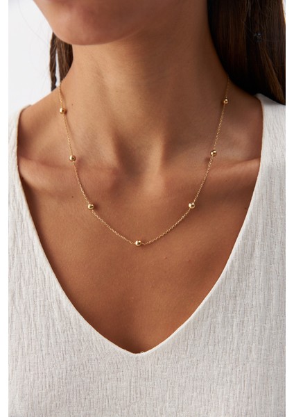 14 Ayar Altın Forse Zincir Sıralı Top Kolye fiyatları