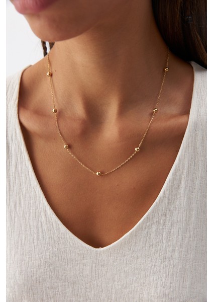 14 Ayar Altın Forse Zincir Sıralı Top Kolye fırsatları