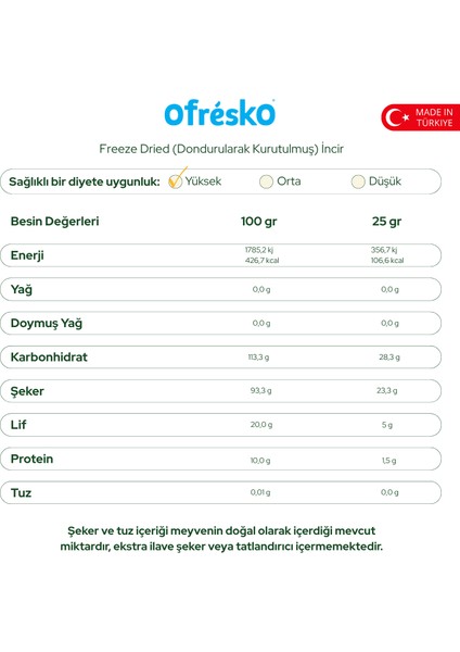 İncir Kuru Meyve Cipsi 3'lü Paket - Dondurularak Kurutulmuş İncir - Freeze Dried İncir Kurusu