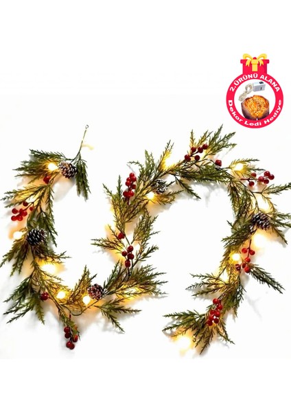 Kozalak LED Kozolag Çelengi Yılbaşı Süsü Kozalaklı Şerit Çam Ağacı Süsü Yılbaşı Ağacı Süsü