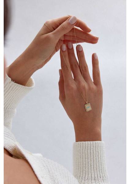 14 Ayar Altın Taşlı Plaka Göz Kolye fiyatları