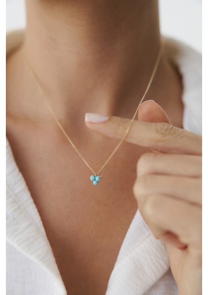 14 Ayar Altın Turkuaz Kokina Kolye