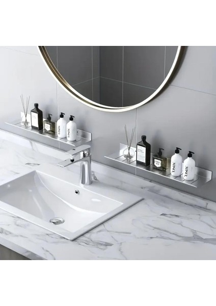 Gkd 304 Kalite Paslanmaz Çelik 40 cm ve 30CM 2 Adet Banyo Rafı Düzenleyici - Vidalı Sistem - Inox