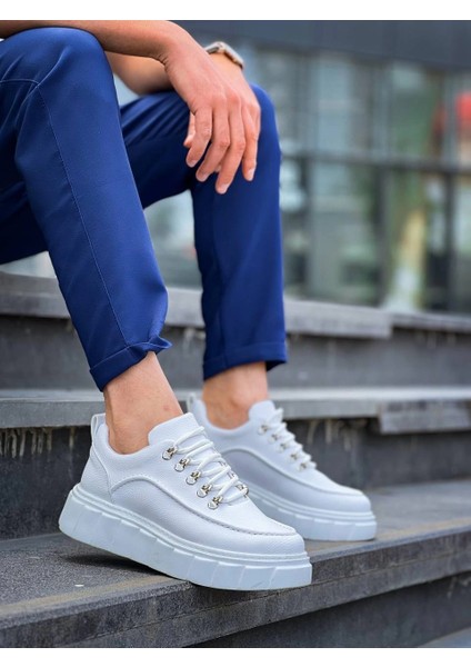 Techmrt KB-X10 Kuback Beyaz Cilt Beyaz Yüksek Taban Günlük Spor Ayakkabı (Numara: 41)