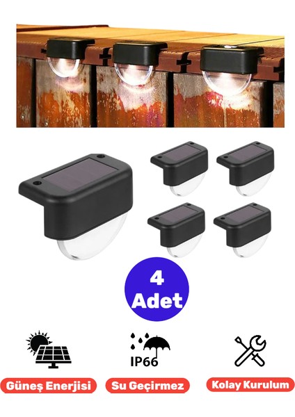 Solar Dış Mekan LED Aydınlatma Seti, 4 Parça, Su Geçirmez, Merdiven ve Mutfak Rafları ,Çit için, Güneş Enerjili, Kolay Montaj