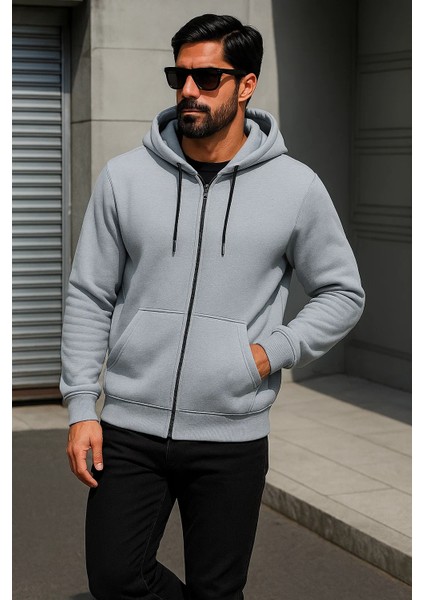 Erkek Trend Kışlık Gri Oversize Sweatshirt modelleri