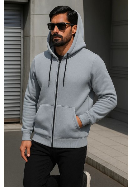 Erkek Trend Kışlık Gri Oversize Sweatshirt fırsatları