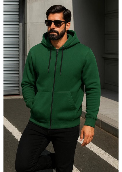 Erkek Trend Kışlık Yeşil Oversize Sweatshirt modelleri