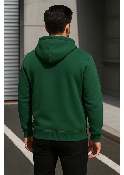 Erkek Trend Kışlık Yeşil Oversize Sweatshirt