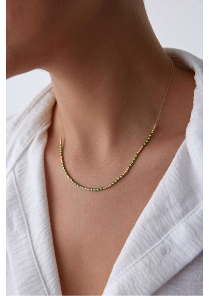 14 Ayar Altın Yeşil Dorika Kolye