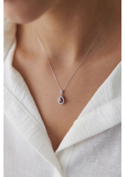 14 Ayar Altın Beyaz Altın Damla Taşlı Kolye modelleri