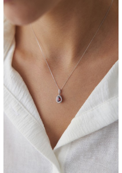 14 Ayar Altın Beyaz Altın Damla Taşlı Kolye fırsatları