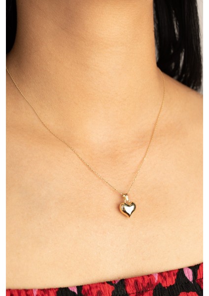 Altın Forse Zincir Kalp Kolye Orta Boy modelleri