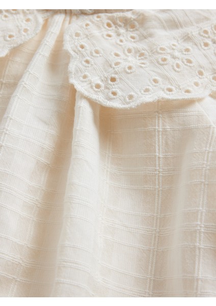 Bebek Krem Eyelet Yaka Balon Bodysuit modelleri
