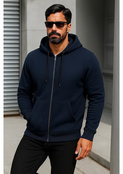 Erkek Trend Kışlık Lacivert Oversize Sweatshirt modelleri